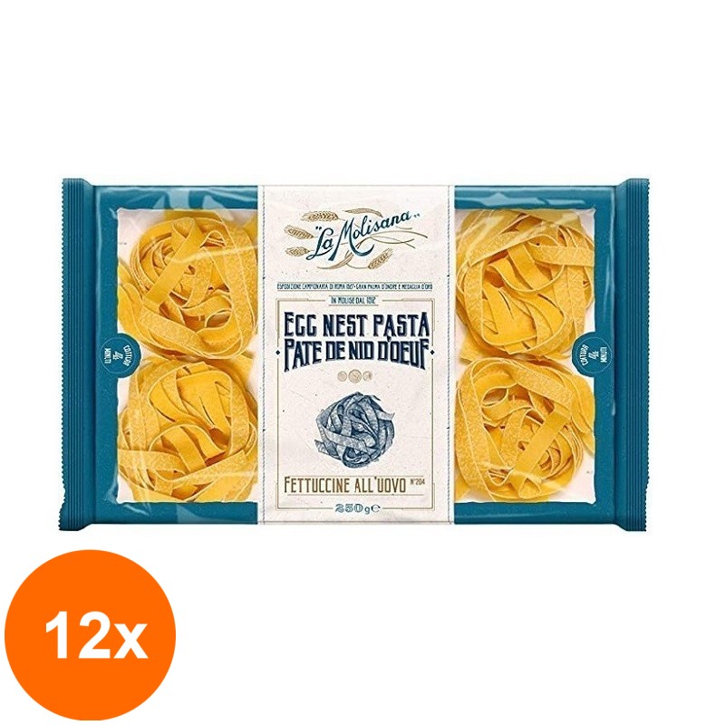 Set 12 x Paste cu Ou Fettuccine No.204 La Molisana, 250 g