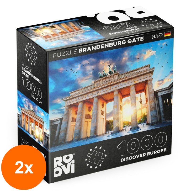 Set 2 x Puzzle 1000 Piese Roovi, Poarta Brandenburg, Germania