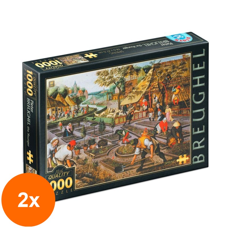 Set 2 x Puzzle 1000 Piese D-Toys, Bruegel cel Tanar, Primavara