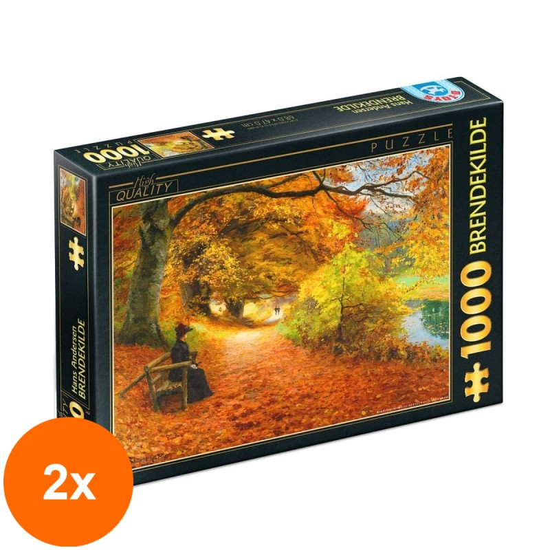 Set 2 x Puzzle 1000 Piese D-Toys, Hans Andersen Brendekilde, A Wooded Path in Autumn