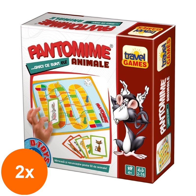 Set 2 x Joc Educativ, D-Toys, Pantomime Animale, Editia Travel