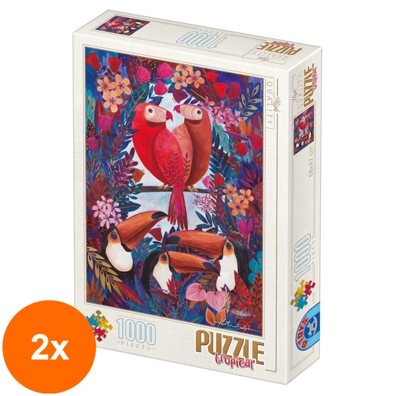 Set 2 x Puzzle 1000 Piese D-Toys, Pasari Exotice de Kurti Andrea