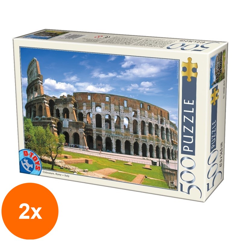 Set 2 x Puzzle 500 Piese, D-Toys, Colosseum, Roma