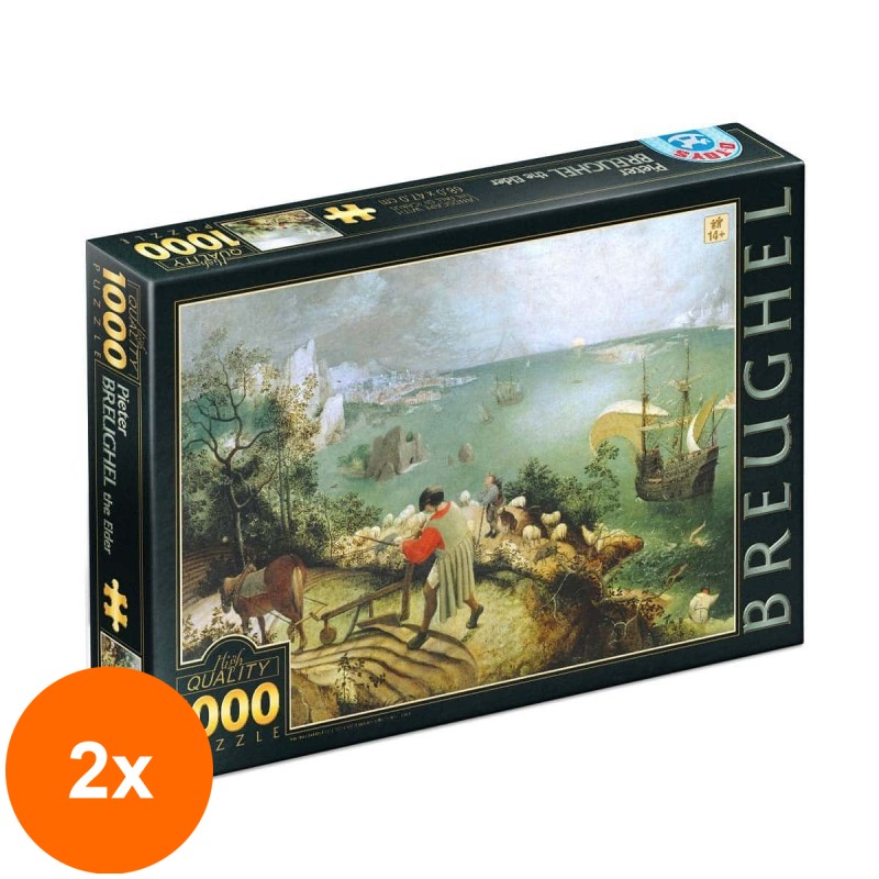 Set 2 x Puzzle 1000 Piese D-Toys, Bruegel cel Batran, Caderea lui Icarus