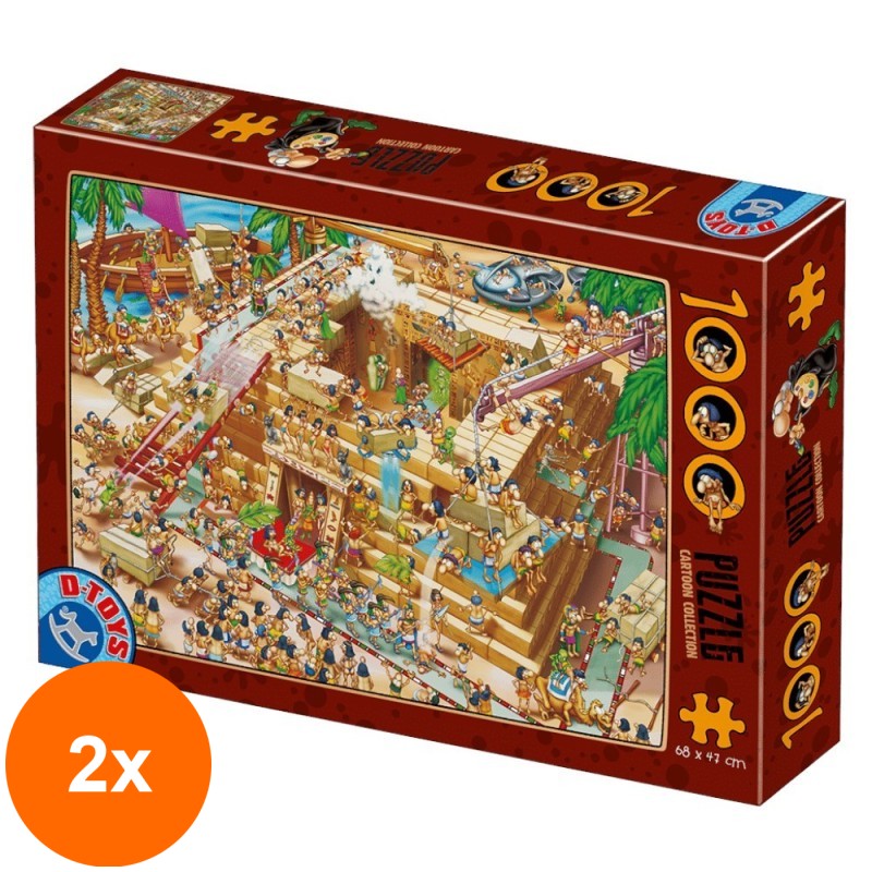 Set 2 x Puzzle 1000 Piese D-Toys, Cartoon Piramida Egipteana