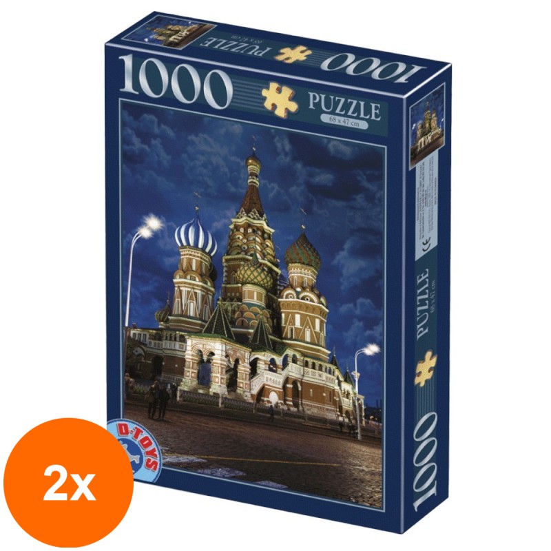 Set 2 x Puzzle 1000 Piese D-Toys, Catedrala Sfantul Vasile din Moscova