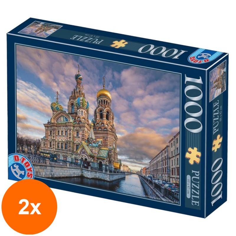 Set 2 x Puzzle 1000 Piese D-Toys, Savior on the Spilled Blood, Sankt Petersburg