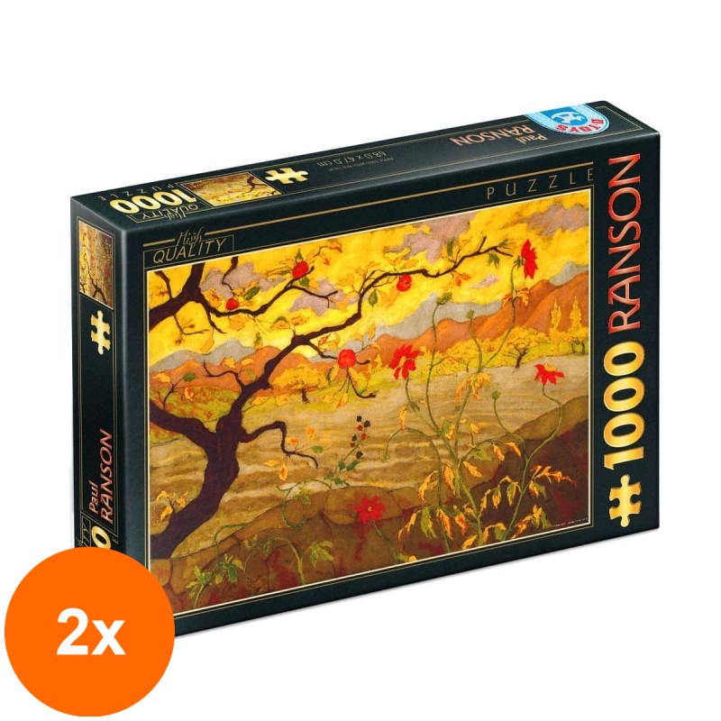 Set 2 x Puzzle 1000 Piese D-Toys, Paul Ranson, Apple Tree with Red Fruit