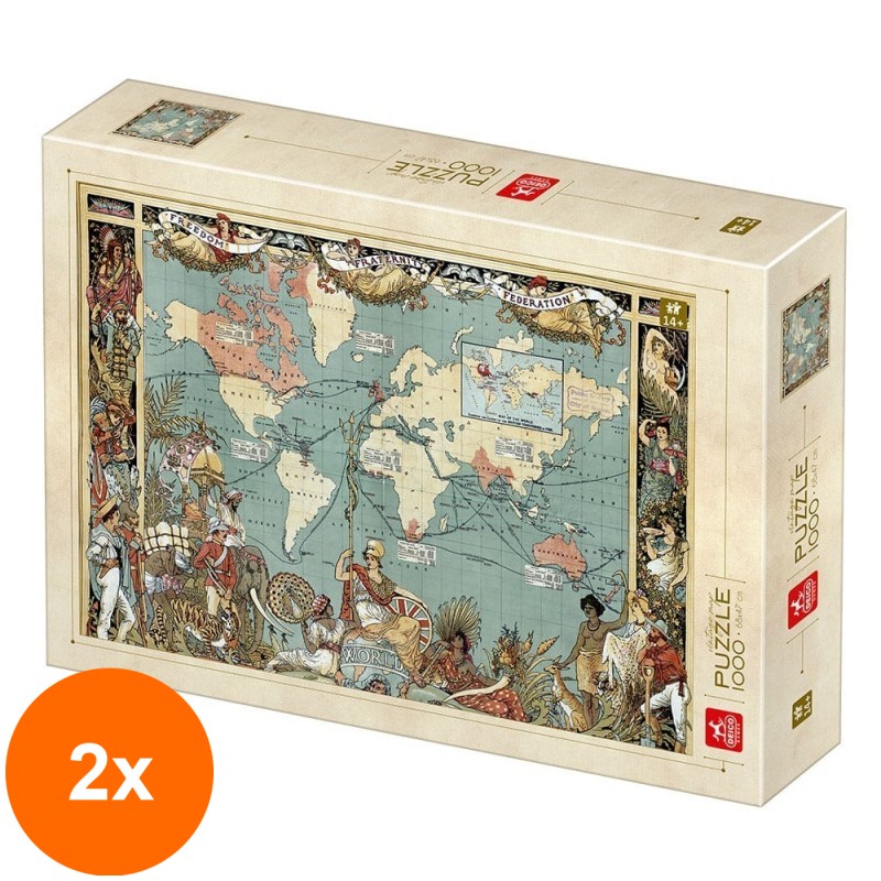 Set 2 x Puzzle 1000 Piese Deico, Harta de Colectie, Imperiul Britanic
