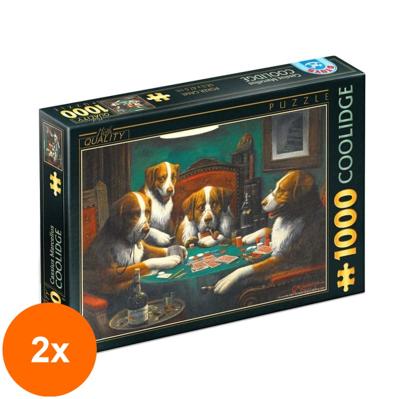 Set 2 x Puzzle 1000 Piese D-Toys, Cassius Marcellus Coolidge, Poker Game