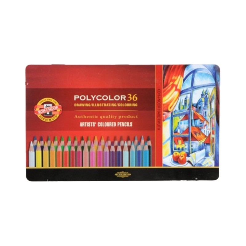Creioane Colorate Polycolor, Koh-I-Noor, Cutie Metalica, 36 Bucati