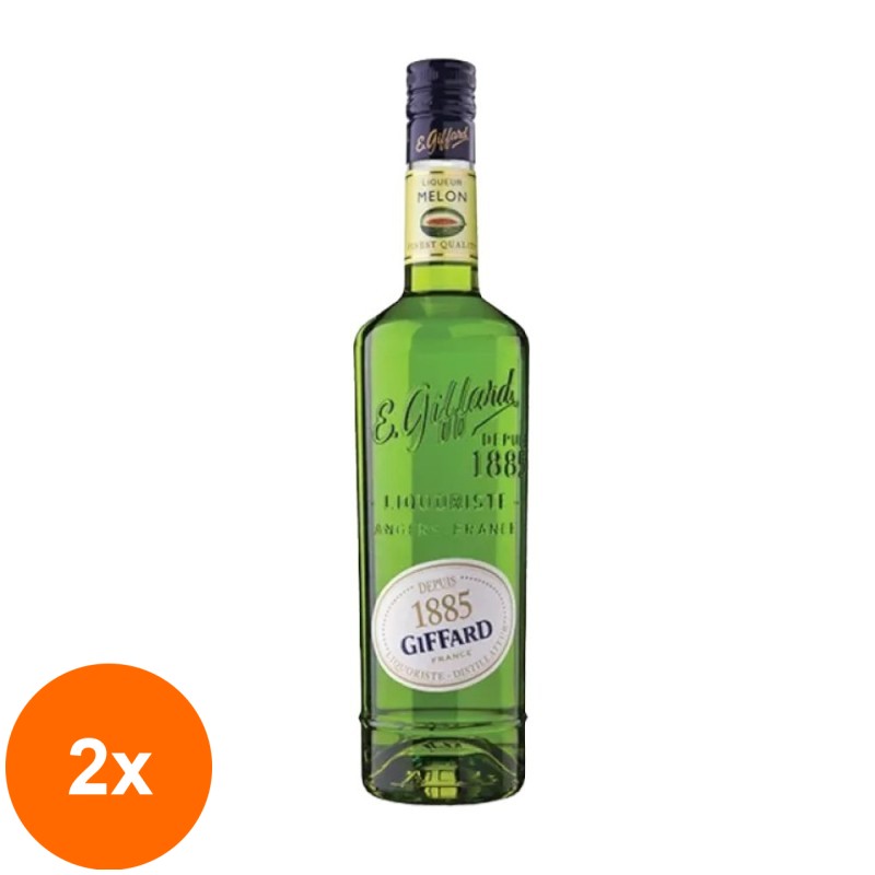 Set 2 x Lichior de Pepene Verde, Giffard, 20% Alcool, 0.7 l