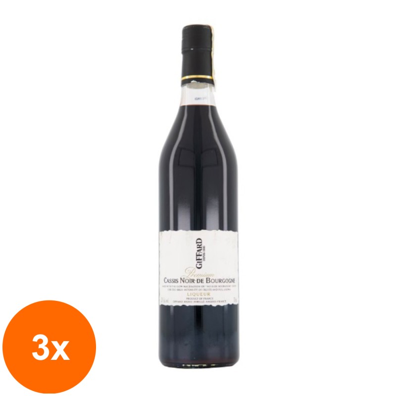 Set 3 x Lichior Cassis Noir de Bourgogne Giffard 20% Alcool, 0.7l