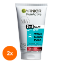 Set 2 x Gel de Curatare 3 in 1 Pure Active Garnier Skin Naturals 150 ml