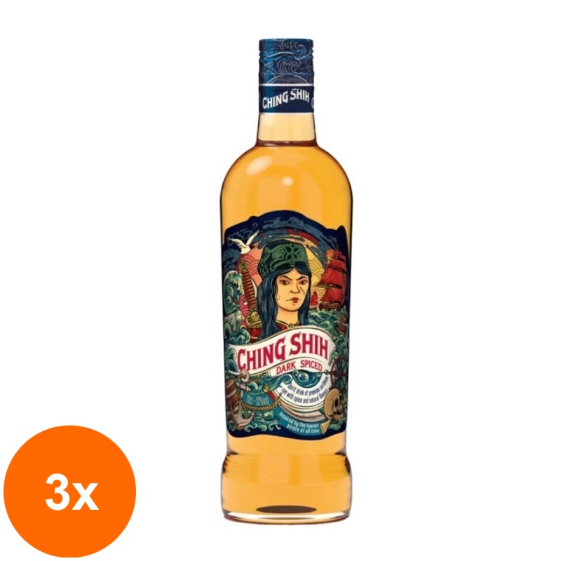 Set 3 x Rom Dark Spiced Ching Shih, 32% Alcool, 0.7 l
