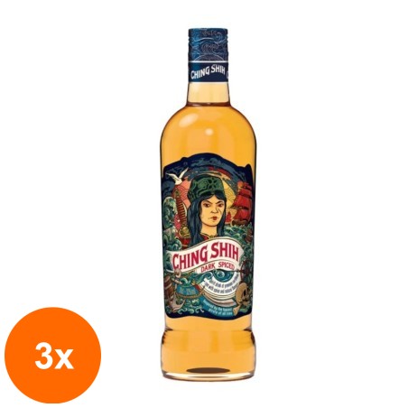 Set 3 x Rom Dark Spiced Ching Shih, 32% Alcool, 0.7 l...