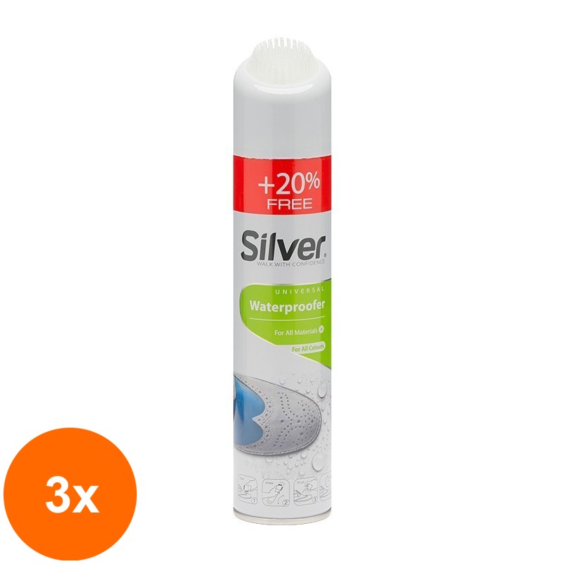 Set 3 x Spray Impermeabilizare Pantofi/Imbracaminte, Silver, 300 ml