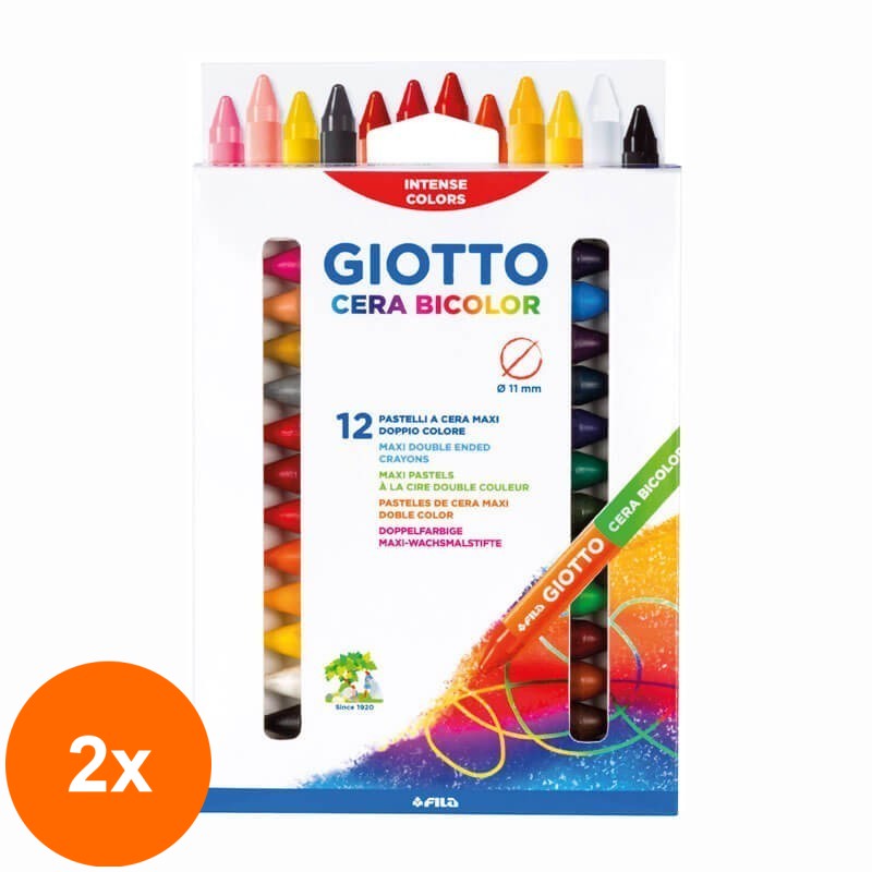 Set 2 x 12 Creioane Cerate Maxi Duo Giotto