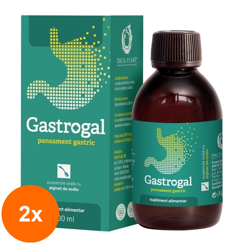 Set 2 x Pansament Gastric, Gastrogal, Suspensie Orala, 200 ml