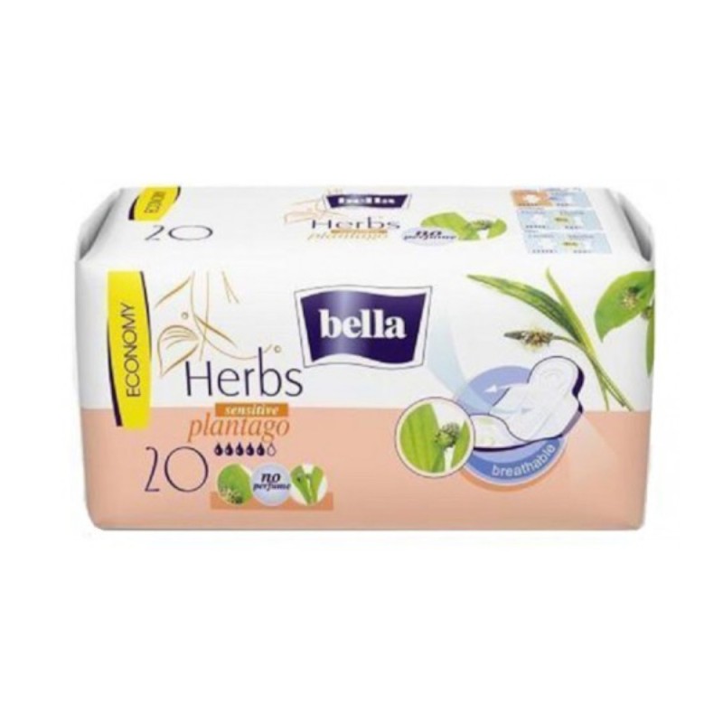 Absorbante Bella Herbs, cu Extract de Patlagina, 20 Bucati