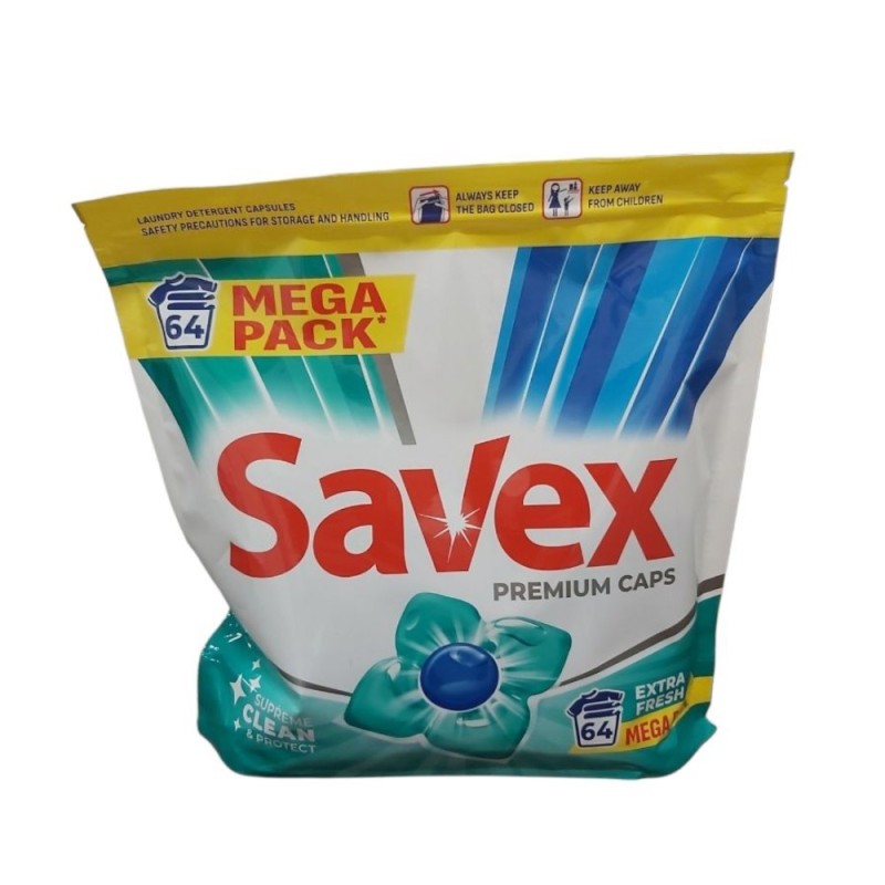 Detergent Capsule Gel Savex Fresh, 64 Capsule