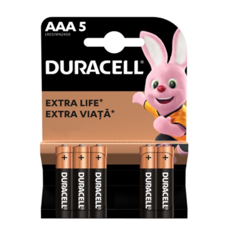 Baterii Alcaline AAA, R3, Duracell, Blister 5 Baterii