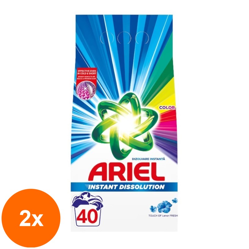Set 2 x Detergent de Rufe Pudra Ariel Lenor Touch Color, 3 kg