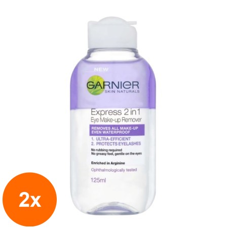 Set 2 x Apa Micelara Bifazica pentru Ochi Garnier Skin Naturals, cu Arginina, 125 ml...