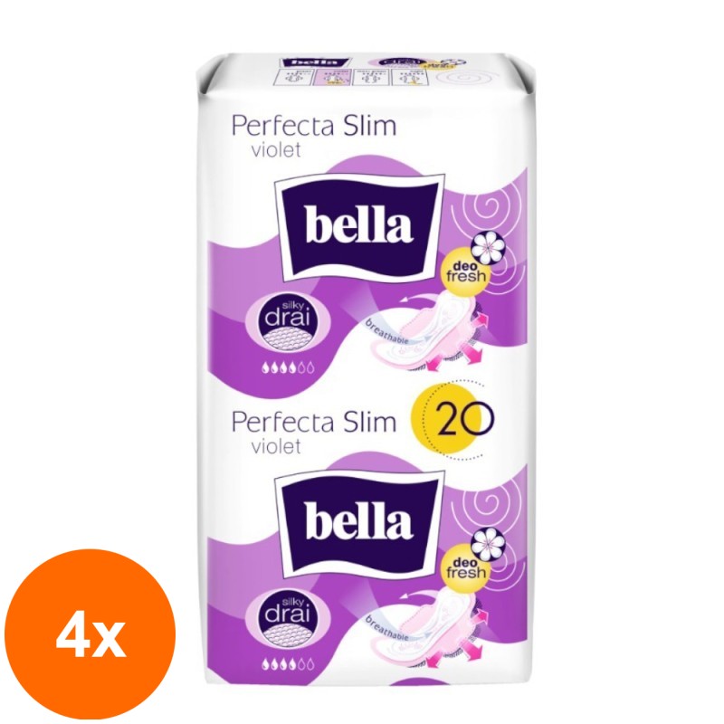Set 4 x 20 Absorbante Bella Perfecta Slim Violet Silk Drai Deo