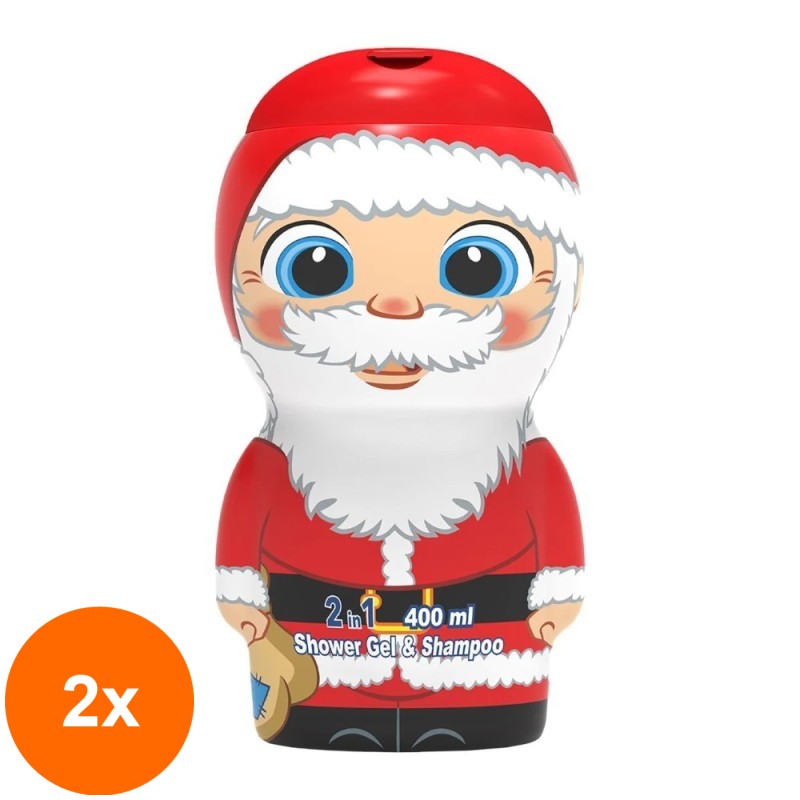 Set 2 x Sampon si Gel de Dus, Air Val My Santa Claus, Figurina 2D, 400 ml