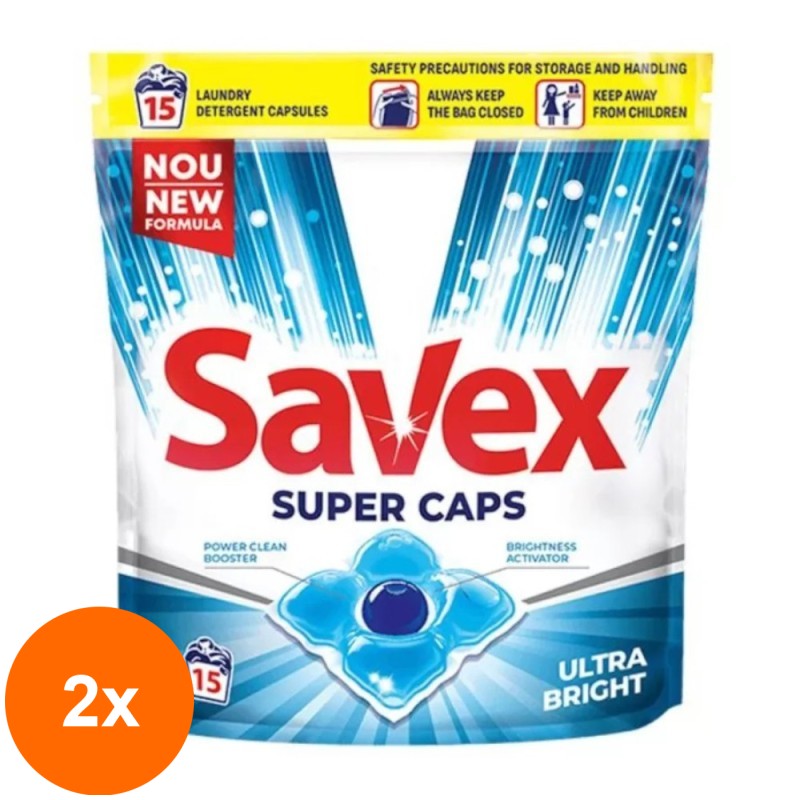 Set 2 x Detergent Capsule Gel Savex, Pure and Clean Premium, 15 Capsule