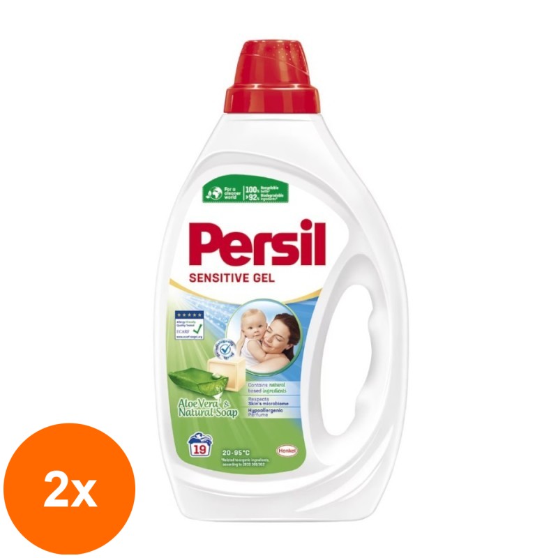 Set 2 x Detergent Lichid Persil Gel Sensitive, 855 ml, 19 Spalari