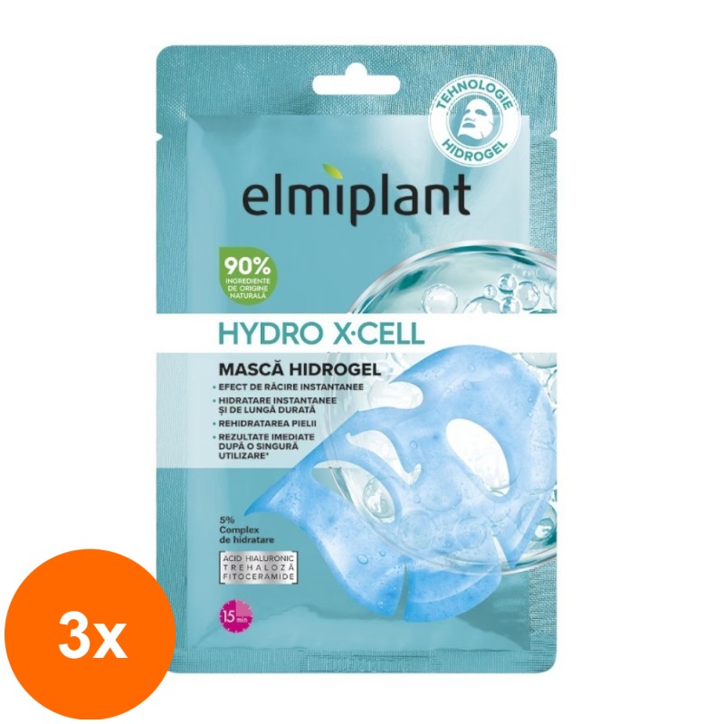 Set 3 x Masca Hidrogel pentru Fata, Elmiplant Hydro X-Cell, 25 ml
