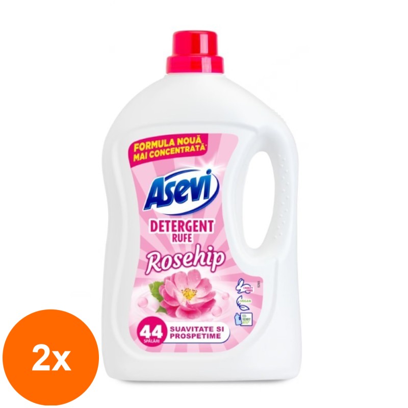 Set 2 x Detergent de Rufe Asevi Rosehip, 2.4 l, 44 Spalari