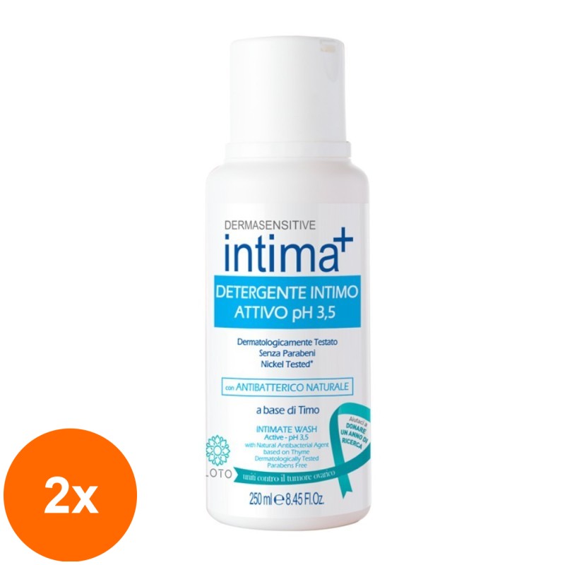 Set 2 x Sapun Intim, Intima Plus, Ph 3.5, cu Ulei Esential de Cimbru, Antibacterian, 250 ml