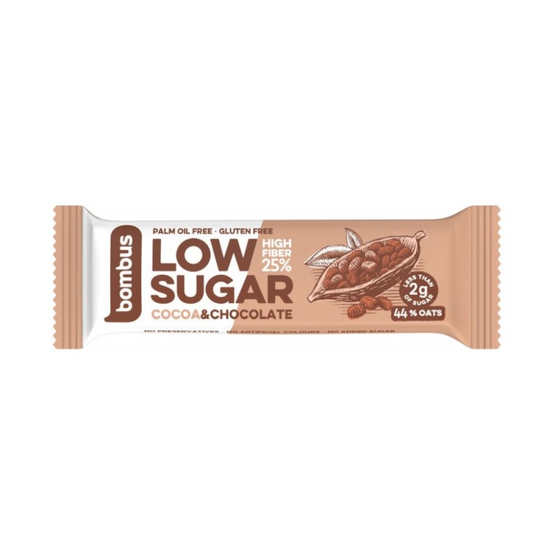 Baton Proteic, Bombus Low Sugar, cu Cacao si Ciocolata, 40 g