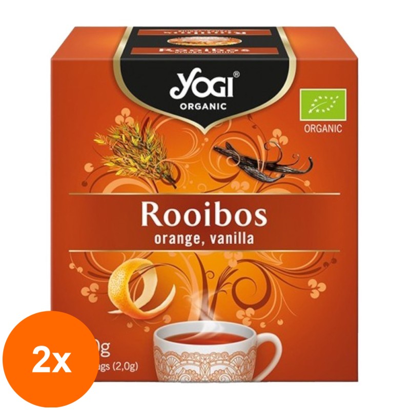 Set 2 x Ceai Bio, Yogi Tea, cu Rooibos, Portocale si Vanilie, 12 Plicuri, 24 g