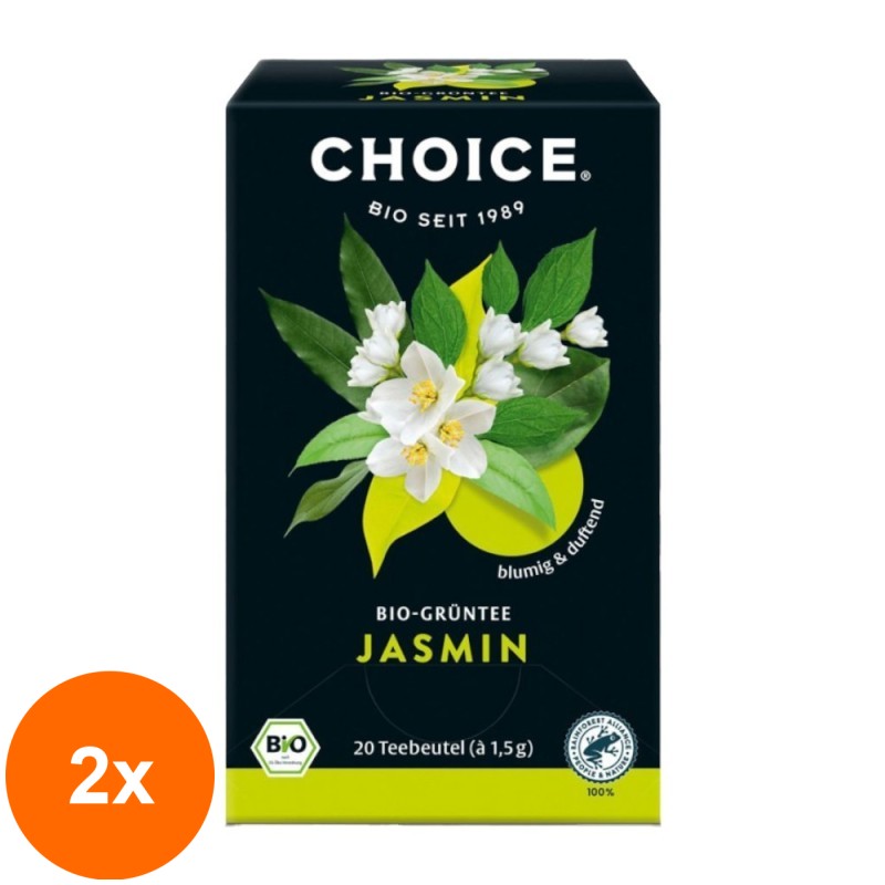 Set 2 x Ceai Verde Bio, Yogi Tea, Jasmin, 20 Plicuri x 1.5 g