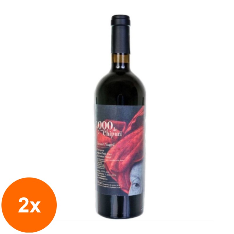 Set 2 x Vin 1000 de Chipuri, Feteasca Neagra, Rosu Sec, 0.75 l