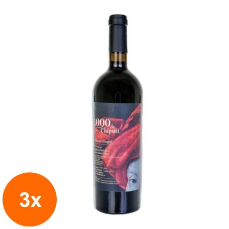 Set 3 x Vin 1000 de Chipuri, Feteasca Neagra, Rosu Sec, 0.75 l...