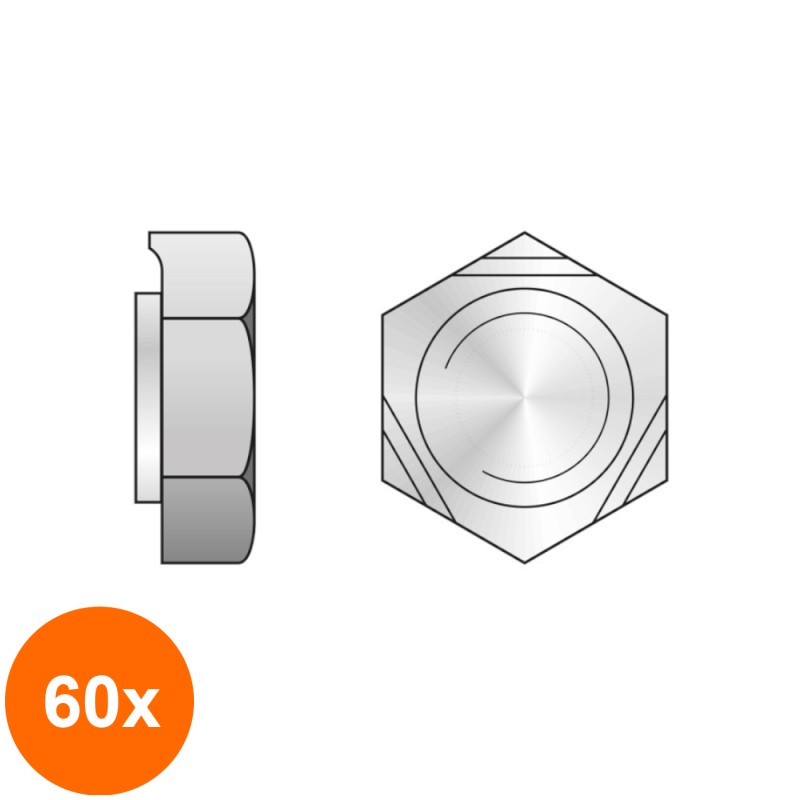 Set 60 x Piulita Hexagonala Pentru Sudare 929 Otel-M12