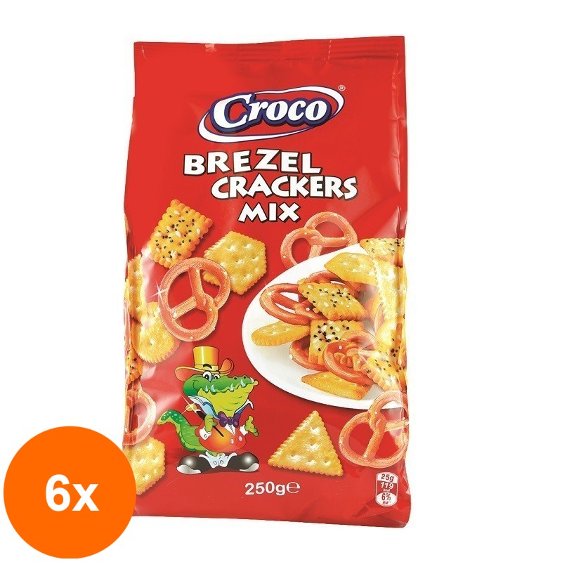 Set 6 x Covrigei si Biscuiti Sarati Croco Mix Brezel&Crackers 250 g