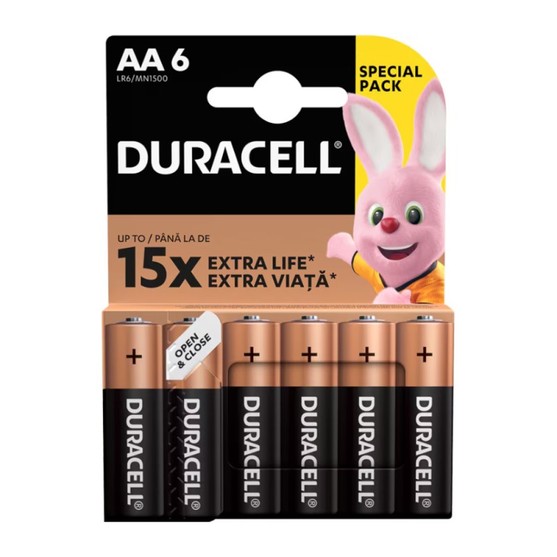 Baterii Alcaline AA, R6, Duracell Basic, Blister 6 Baterii