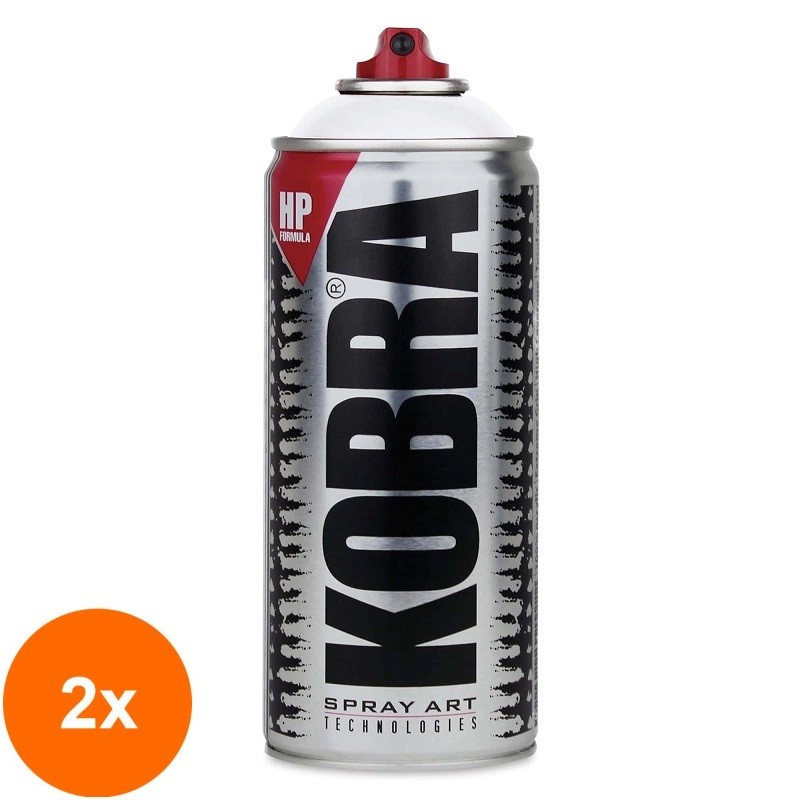 Set 2 x Vopsea Spray Acrilic Kobra HP - White - 400 ml