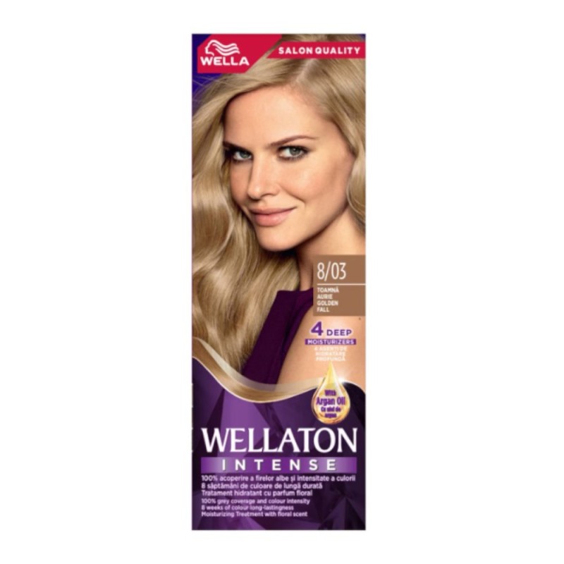 Set 2 x Vopsea de Par Permanenta Wella Wellaton 8/03 Toamna Aurie, 110 ...