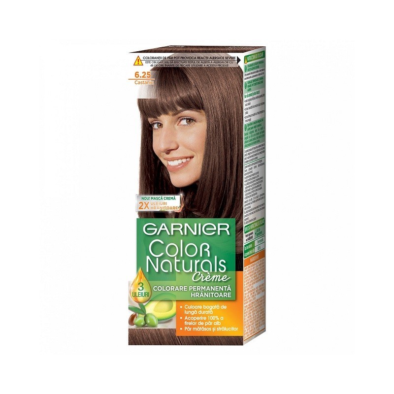 Vopsea de Par Permanenta cu Amoniac Garnier Color Naturals 6.25 Castaniu, 110 ml