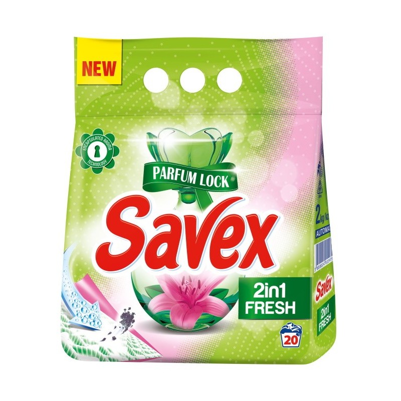 Detergent Automat Savex 2 Kg, 20 Spalari, 2 In 1 Fresh