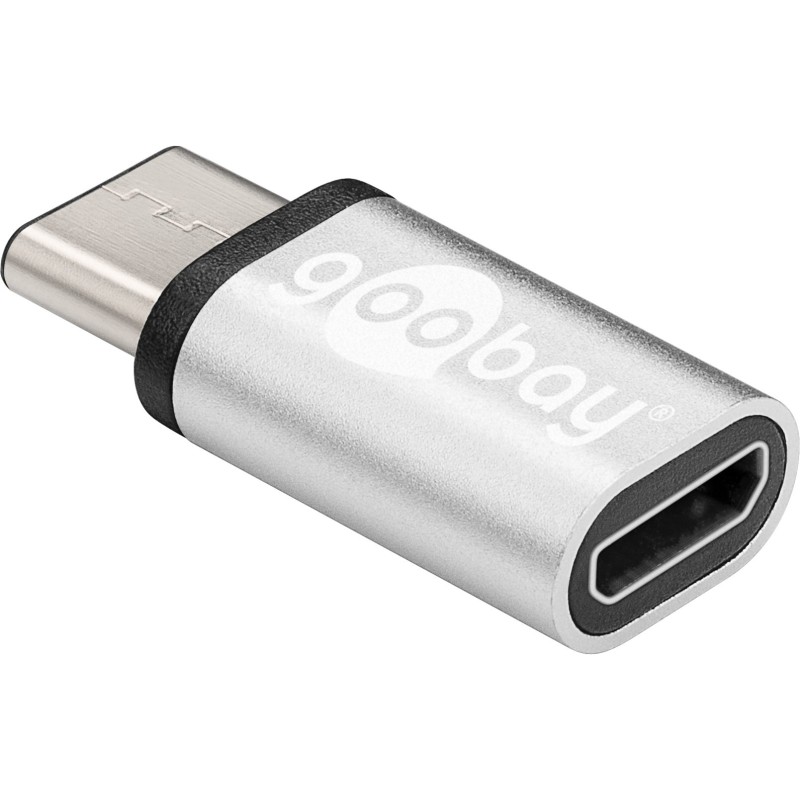 Adaptor Micro USB 2.0 B Mama - USB-C Tata, Argintiu, Goobay