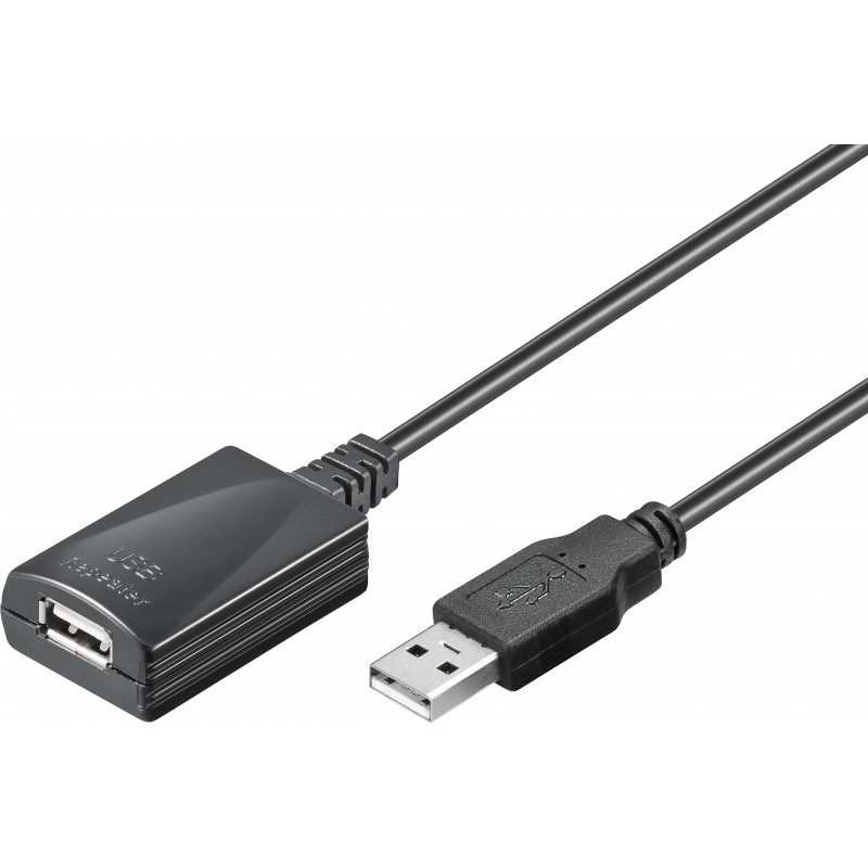 Cablu Extensie USB 2.0 A Tata - USB 2.0 A Mama Activ, Negru, 5m, Goobay