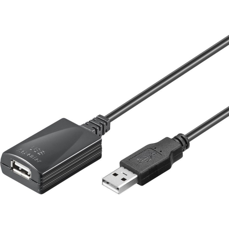 Cablu Extensie USB 2.0 A Tata - USB 2.0 A Mama Activ, 5m, Negru, Goobay